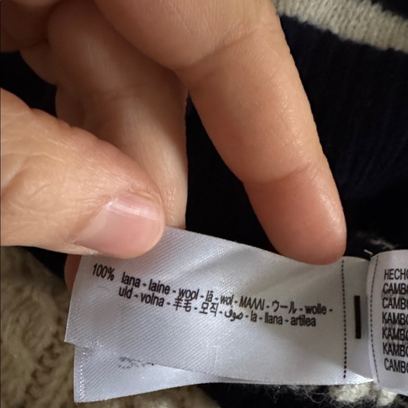 Zara wool Navy and White Striped Women's Sweater - Picture 8 of 8